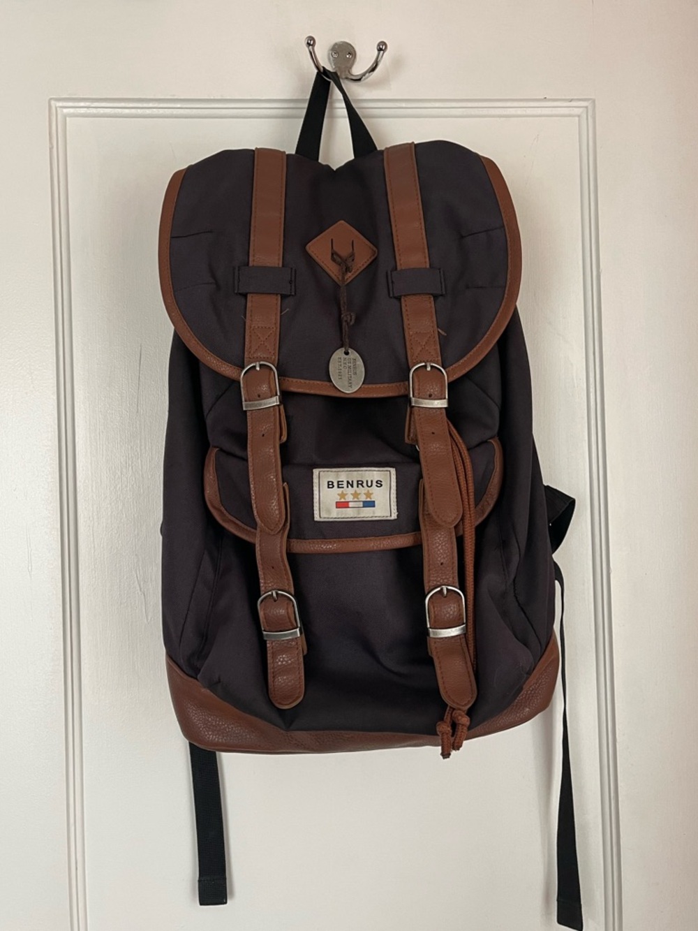 Benrus brand black canvas backpack